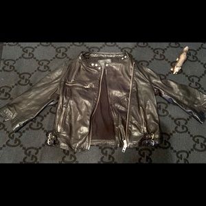 All Saints Turne Biker cropped blk leather jacket